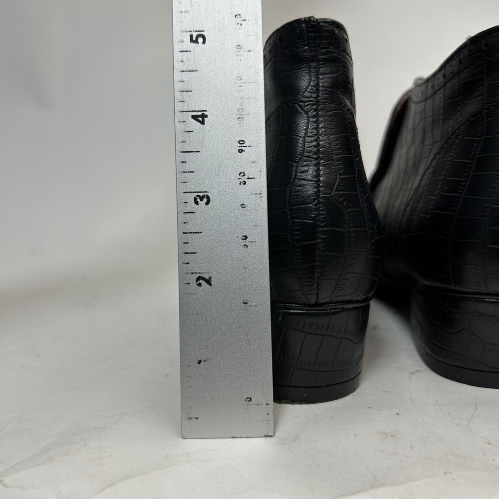 BAIT Madeline Mod Bootie Black Croc Embossed Monk Strap Ankle Boots Retro Size 7 - Picture 6 of 11